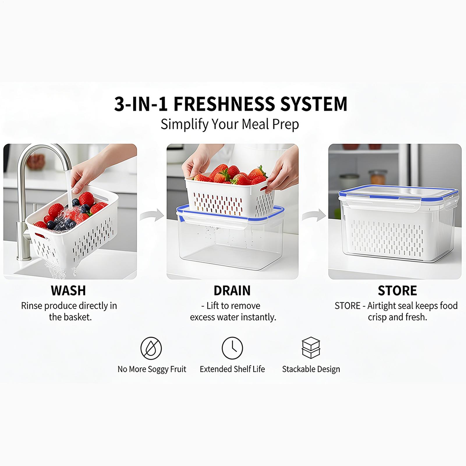 Food Storage Vegetables - Contenitore per alimenti 4 in 1