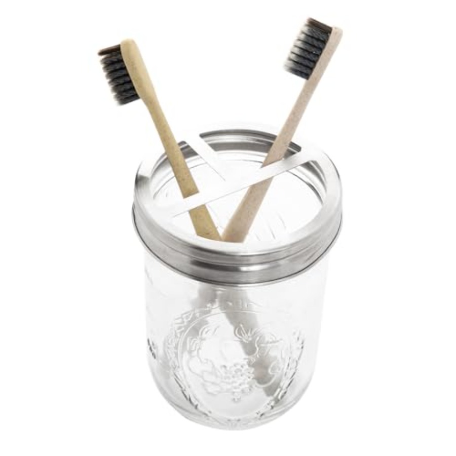 Mason Jar Wide Mouth - Porta Spazzolini da Bagno in Vetro