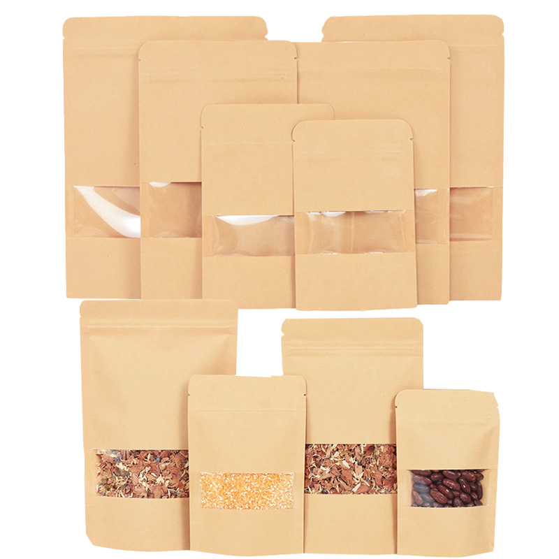 Food Storage Zipper - 20/50pcs Sacchetti di carta Kraft con