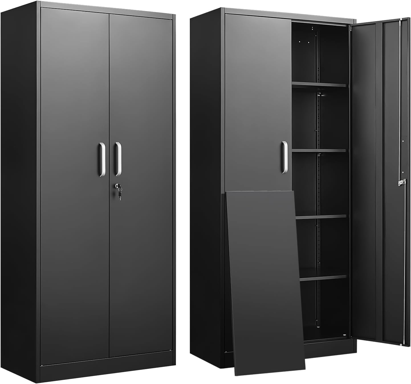 Food Storage For Room - Armadio Metallico con Ripiani Regolabili, Nero,