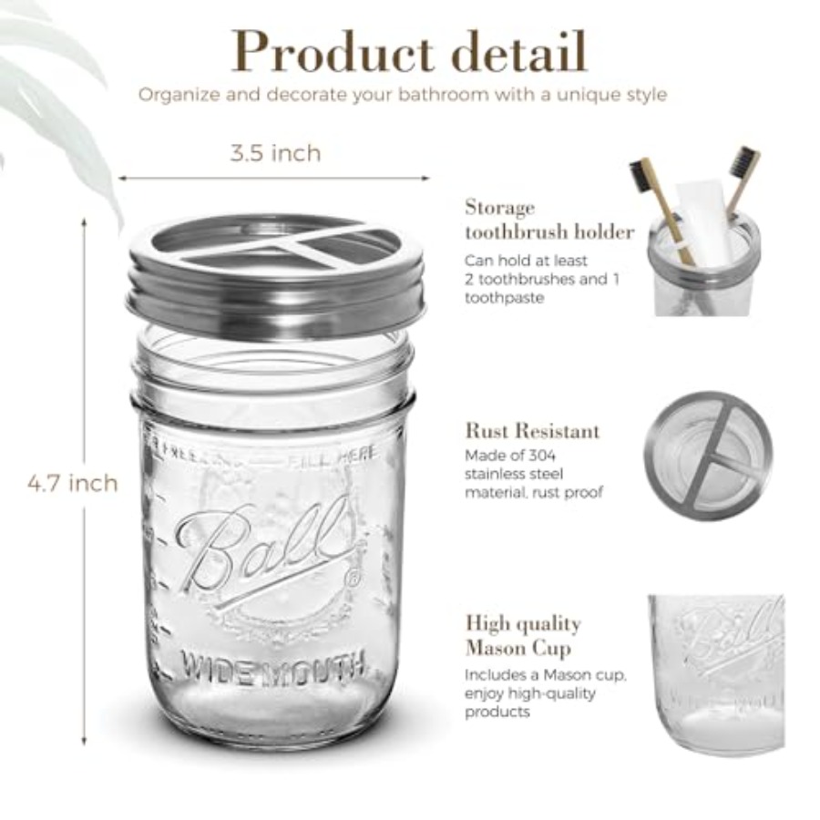 Porta Spazzolini da Bagno in V - Mason Jar Wide Mouth recensione e prezzo